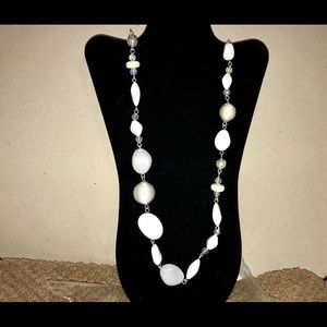 Candie’s: White & Silver Filagree Beaded Necklace